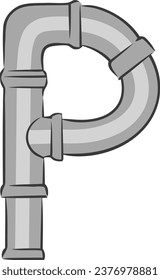 ein Alphabet mit einem Thema aus Metallrohren