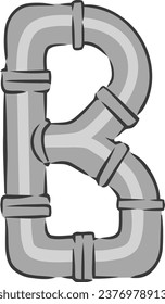 an alphabet with a metal pipe theme