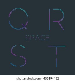 Alphabet with minimal design,Q,R,S,T . Typographic alphabet in a set. Space alphabet