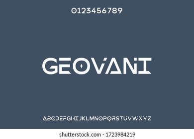 alphabet minimal font, typeface vector, letters and numbers, blue and white style background