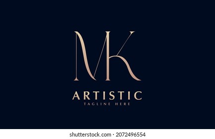 Alphabet MK or KM illustration monogram vector logo template
