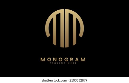 Vorlage für das Monogramm-Vektorlogo für Alphabet MM oder MM-Illustration in runder Form