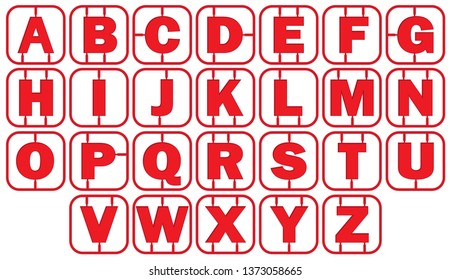 Alphabet Model style with red frame. vector illustration