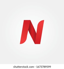 alphabet modern N letter logo using red color concept for brand identity