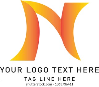 alphabet modern N letter logo using gold color concept for brand identity
