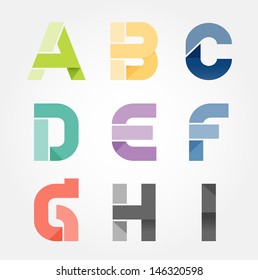 alphabet modern paper cut abstract style Design. Vector illustration.