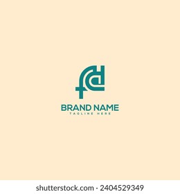 Alphabet modern unique letter FD DF logo design template - vector.