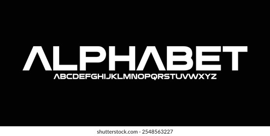 Alphabet, modern urban alphabet font. Digital abstract futuristic, fashion, sport, minimal technology typography. Simple numeric vector illustration