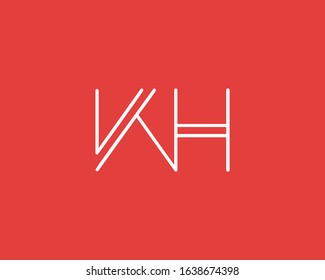 Alphabet monogram icon minimal logo WH wh 