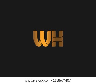 Alphabet monogram icon minimal logo WH wh in gold