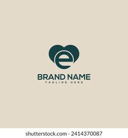 Alphabet monogram letter E with heart logo design - vector.