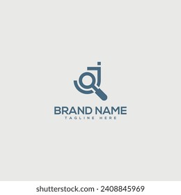 Alphabet monogram letter J with job find logo design - vector.