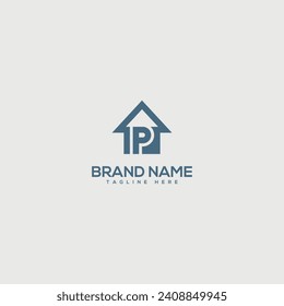 Monograma de alfabeto P con diseño de logotipo de casa inmobiliaria - vector.