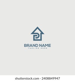 Alphabet monogram letter P with real estate house logo design - vector.