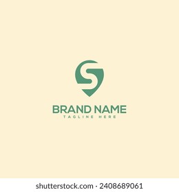 Monograma S de alfabeto con diseño de logotipo de ubicación - vector.