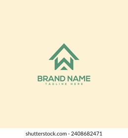 Alphabet monogram letter W with real estate house logo design - vector.