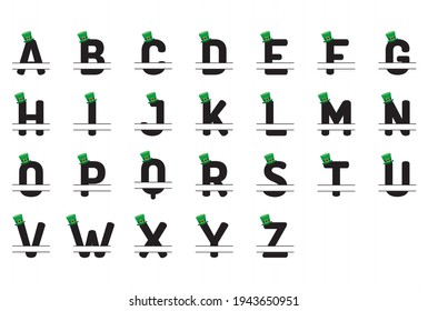 Alphabet monograms  St. Patrick’s Day.Vector illustration. Shamrock leaves.