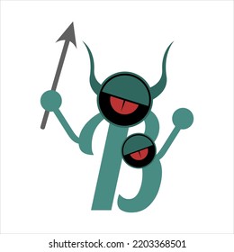 Alphabet monster B characters. Suitable for decoration, character design, background, sticker, coloring book.