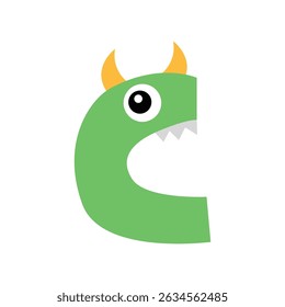 Alphabet monster. Cartoon childish abc with horror dead zombie, ghost 