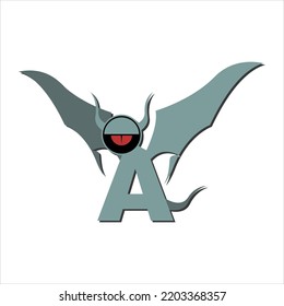 Alphabet A monster characters. Suitable for decoration, character design, background, sticker, coloring book.