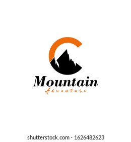 alphabet mountain outdoor logo vector