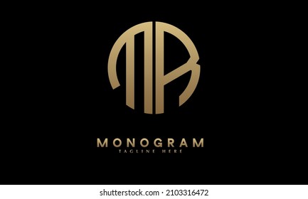 Alphabet MR or RM illustration monogram vector logo template in round shape