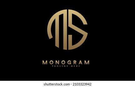 Alphabet-MS- oder SM-Illustration, monogramm-Vektorlogo-Vorlage in runder Form