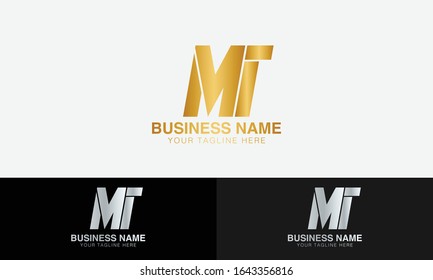 Alphabet MT mt Monogram Logo Design with three different backgrounds.