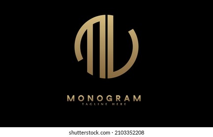 Alphabet MU or UM illustration monogram vector logo template in round shape