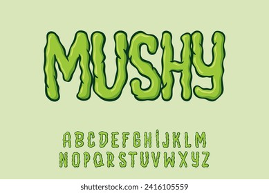 Alphabet Mushy Green Graffiti Tipo de letra Vector de dibujos animados