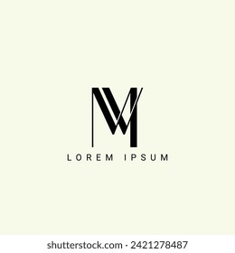 Plantilla de logotipo de vector de monograma de ilustraciones de MV y VM de alfabeto