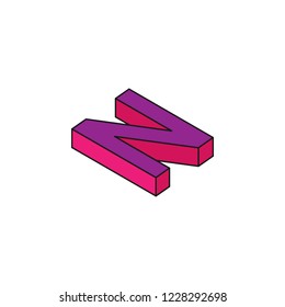 alphabet N, 3D colored isometric icon. Element of 3d words and symbols icon for mobile concept and web apps. Isometric alphabet N, 3D icon can be used for web and mobile