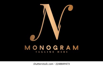 Alphabet N abstract monogram vector logo template