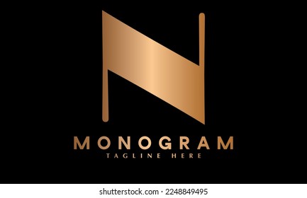 Alphabet N abstract monogram vector logo template