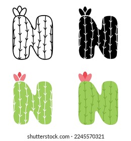 Alphabet N in flat style isolated