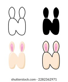 Alphabet N in flat style isolated