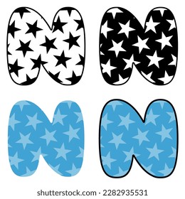 Alphabet N in flat style isolated