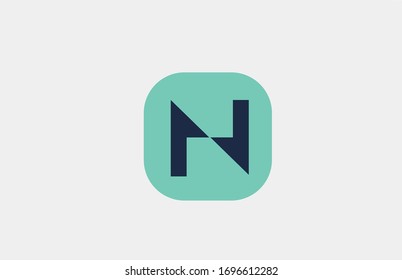 alphabet N green square icon letter logo design for business and company