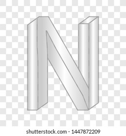Alphabet N impossible shape font. Vector illustration on transparent background.