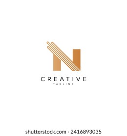 Alphabet N letter modern luxury style line logo vector element