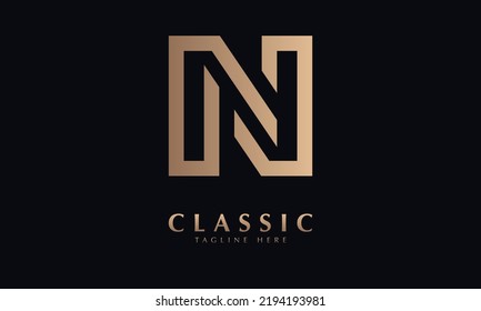Alphabet n lineart vector monogram abstract logo template
