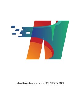 Alphabet N logo design vector template illustration with technology