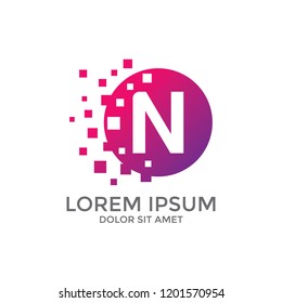 Alphabet, N Logo Pixel illustration vector Design template, N logo pixel. Suitable for Creative Industry, Multimedia, entertainment, Educations, Shop, and any related business