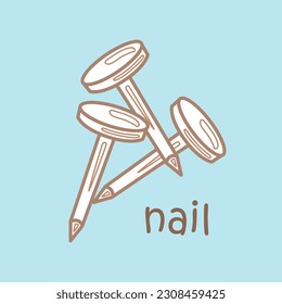 Alphabet N For Nail Vocabulary School Student Lesson Digital Stamp Outine