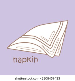 Alphabet N For Napkin Vocabulary School Student Lesson Digital Stamp Outine