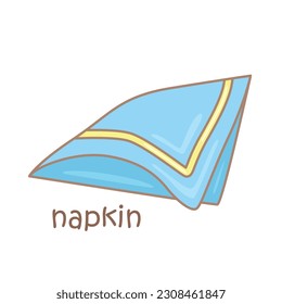 Alphabet N For Napkin Vocabulary School Lesson Student Illustration Vector Clipart Cartoon