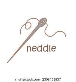 Alphabet N For Neddle Vocabulary School Lesson Student Illustration Vector Clipart Cartoon