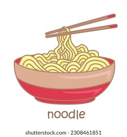 Alphabet N For Noodle Vocabulary School Lesson Student Illustration Vector Clipart Cartoon