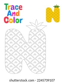 Alphabet N tracing worksheet for kids