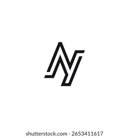 Design do logotipo do monograma com letras N e Y. Modelo de vetor inicial.